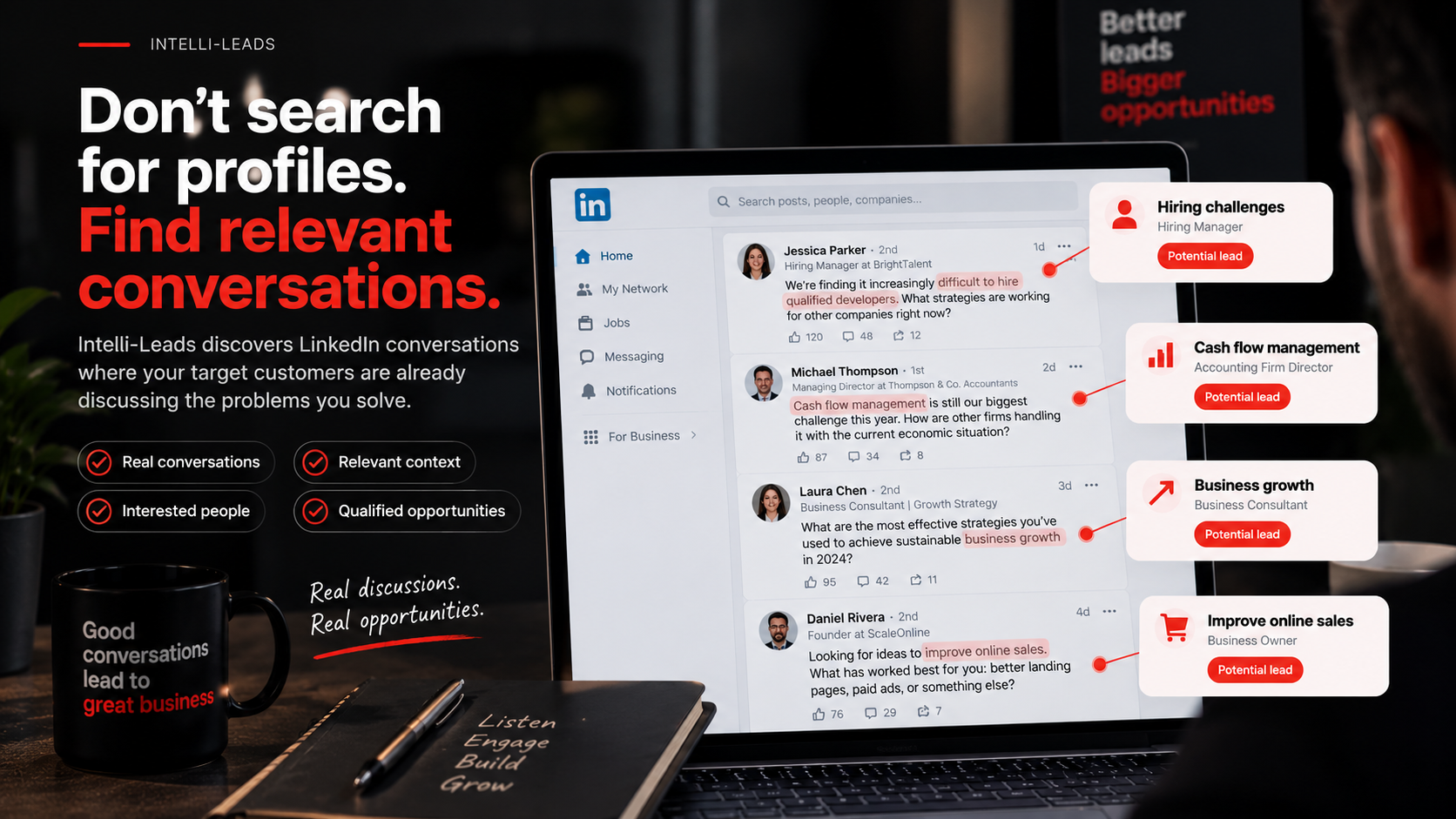 Find conversations, not just profiles